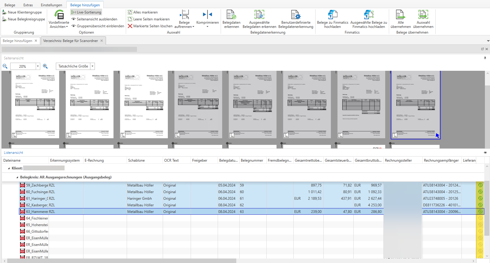 Symbol Belegdatenerkennung