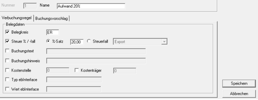 Ansicht Gegenbuchung