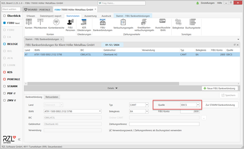 FIBU Next Bankverbindung Quelle