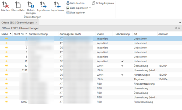 Offene EBICS Übermittlungen