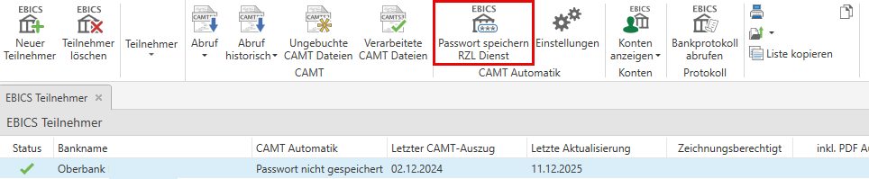 PW speichern RZL Dienst