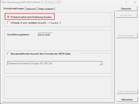 Protokoll drucken ÜW