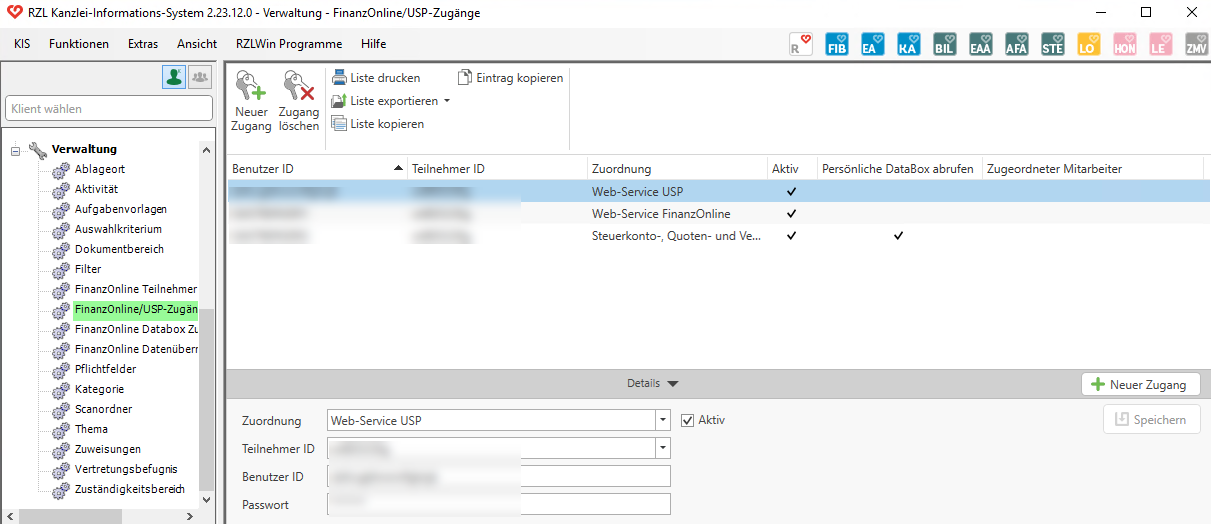 USP WebService Zugang