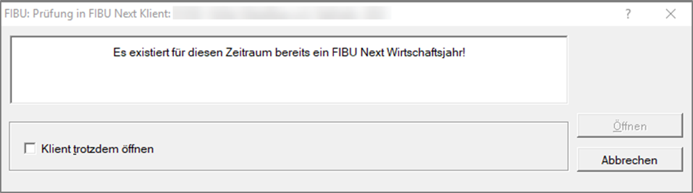Fehlermeldung FIBU Klassik