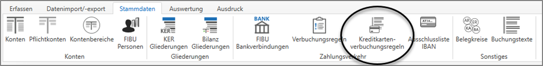 Stammdaten Kreditkartenverbuchungsregeln