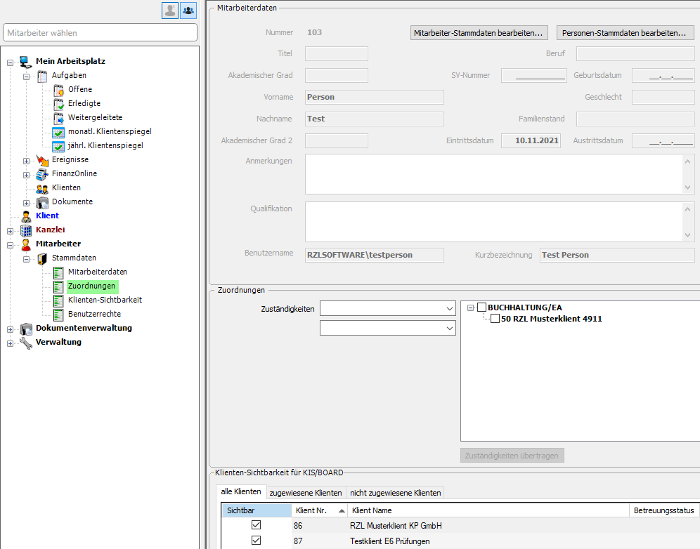 Auswahl eines Mitarbeiters