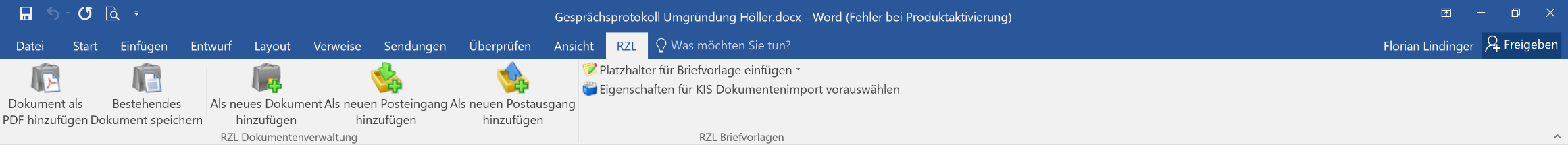 neuerliches Speichern von bereits übernommenen Dokumenten