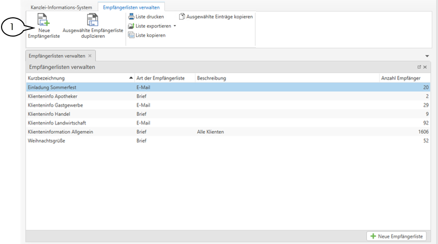 Empfängerlisten verwalten
