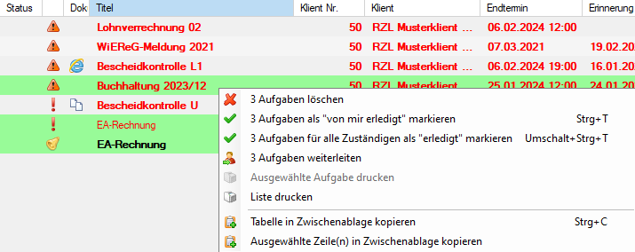 mehrere Aufgaben gleichzeitig bearbeiten