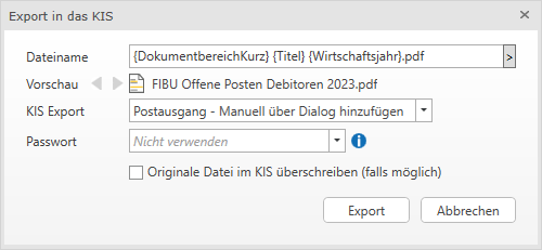 Exportdialog