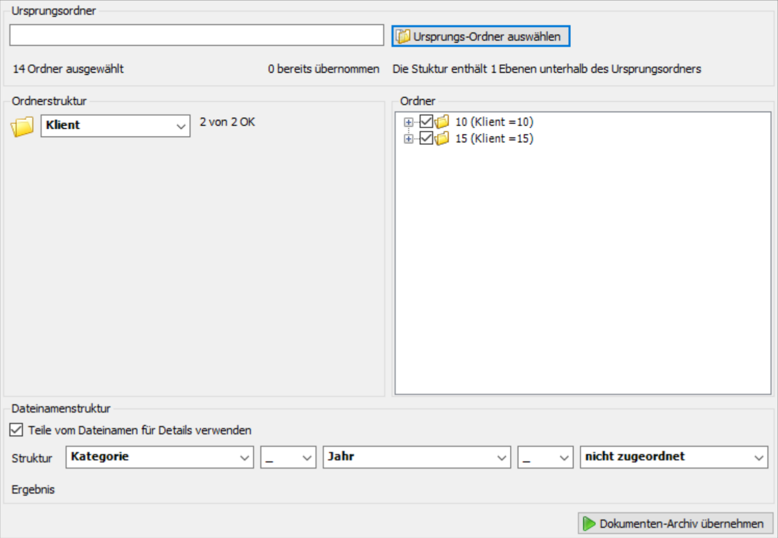 Archiv Import - Dateinamenstruktur II