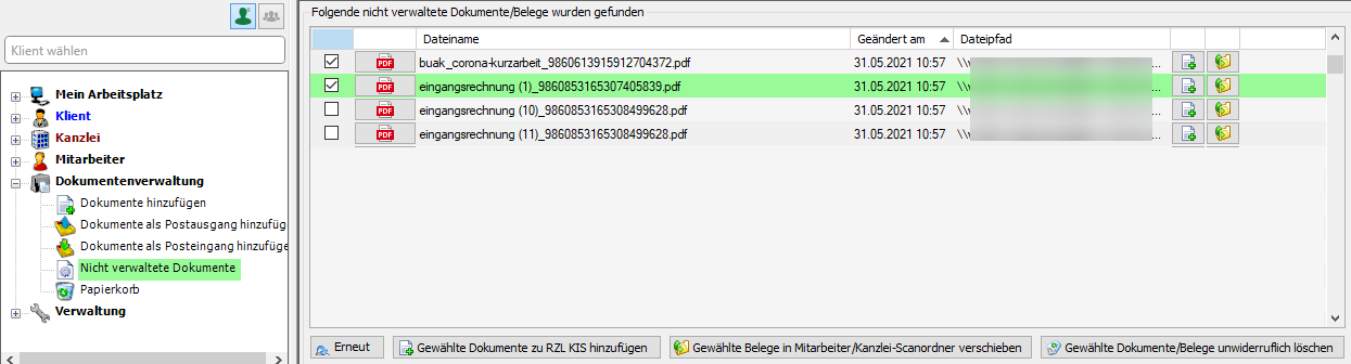 nicht verwaltete Dokumente