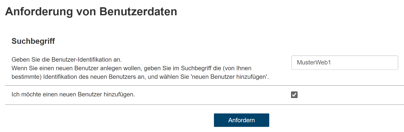 Anforderung Benutzerdaten