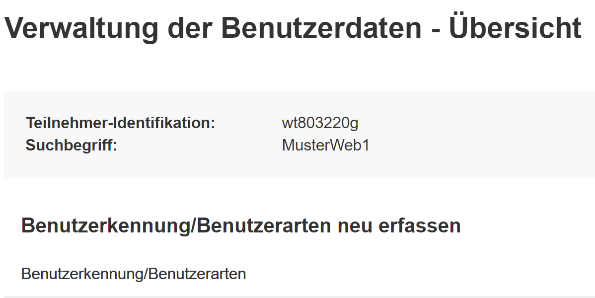 Verwaltung der Benutzerdaten I