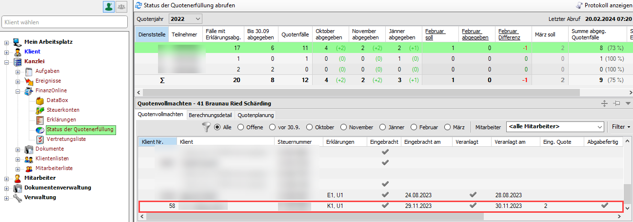 Quotenfollmachten - abgabefertig