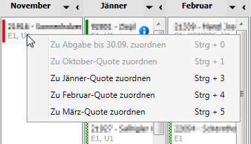 Quotenplanung - Neuzuordnung
