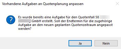 Quotenplanung - Anpassung Endtermin