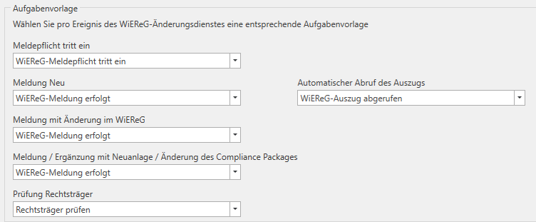 Zuweisungen Aufgabenvorlagen