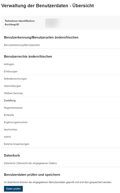 Benutzerdaten - Übersicht