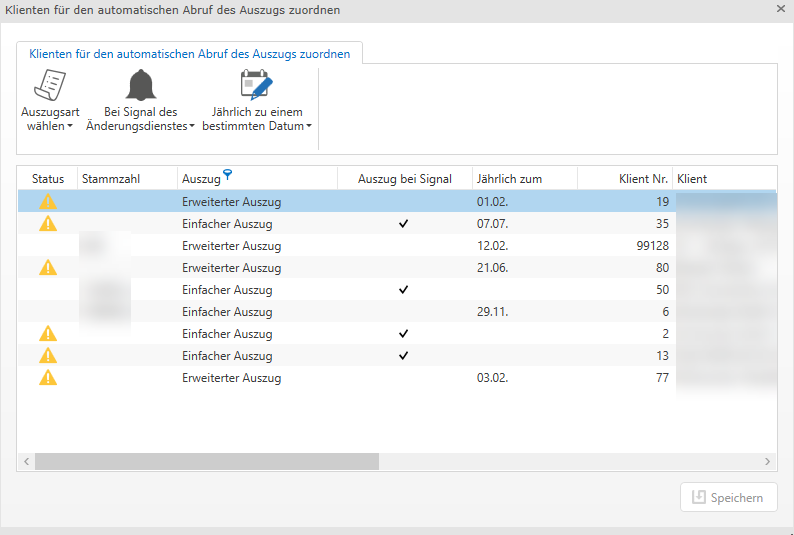 Klienten für autom Abruf zuordnen