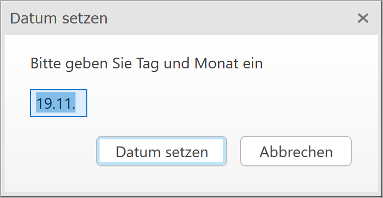 Tag und Monat definieren