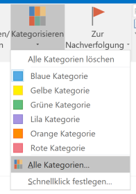 Outlook 2016 Kategorien