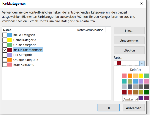 Outlook Kategorie - Farbauswahl II