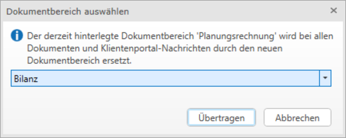Dokumentbereich übertragen