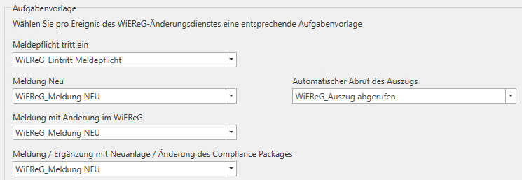 Zuweisung Aufgabenvorlage