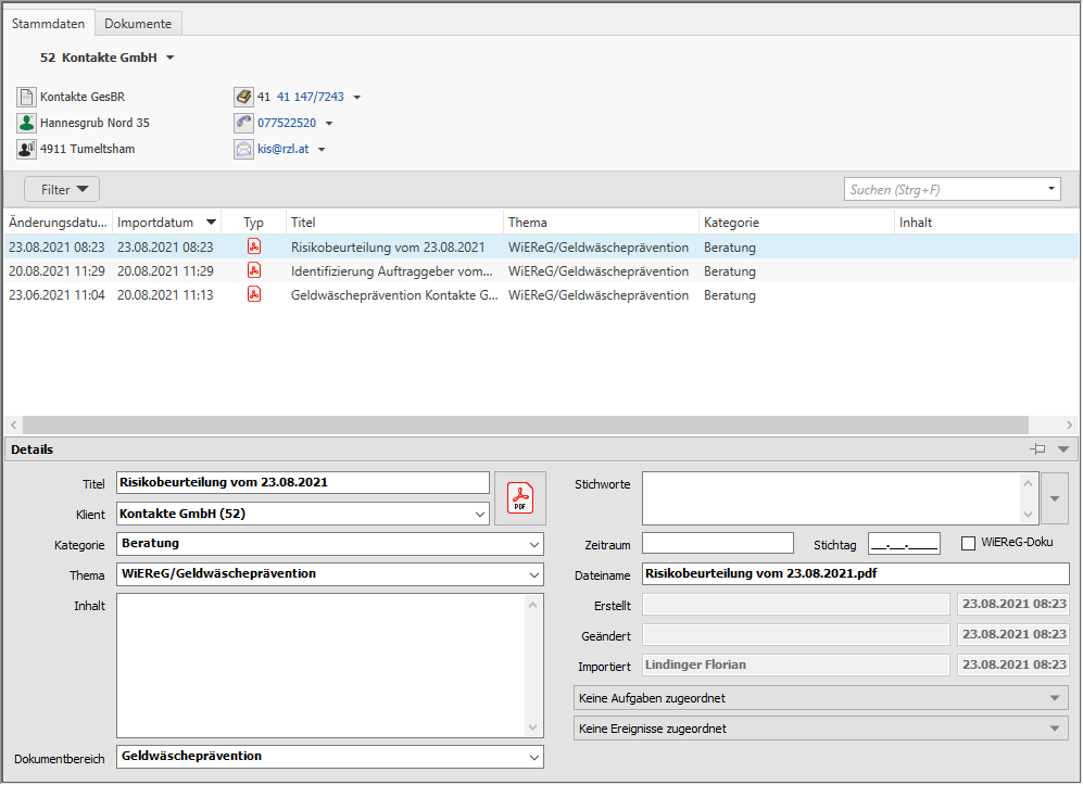 Dokumentbereich Geldwäsche