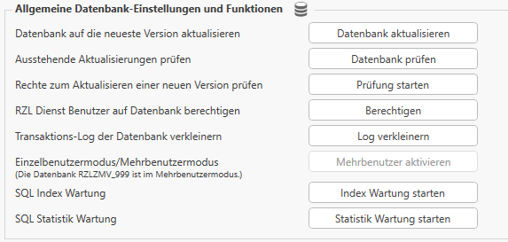 Allgemeine DB-Einstellungen