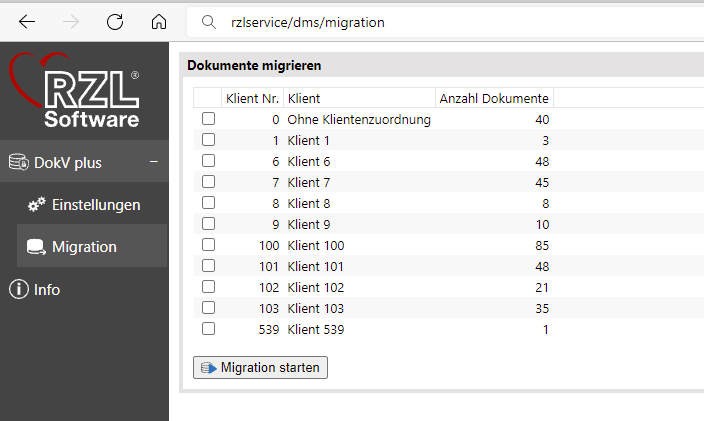 Dokumentenverwaltung Plus - Dokumente bestehender Klienten migrieren