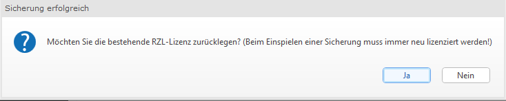 RZL-Admin Sicherung erfolgreich